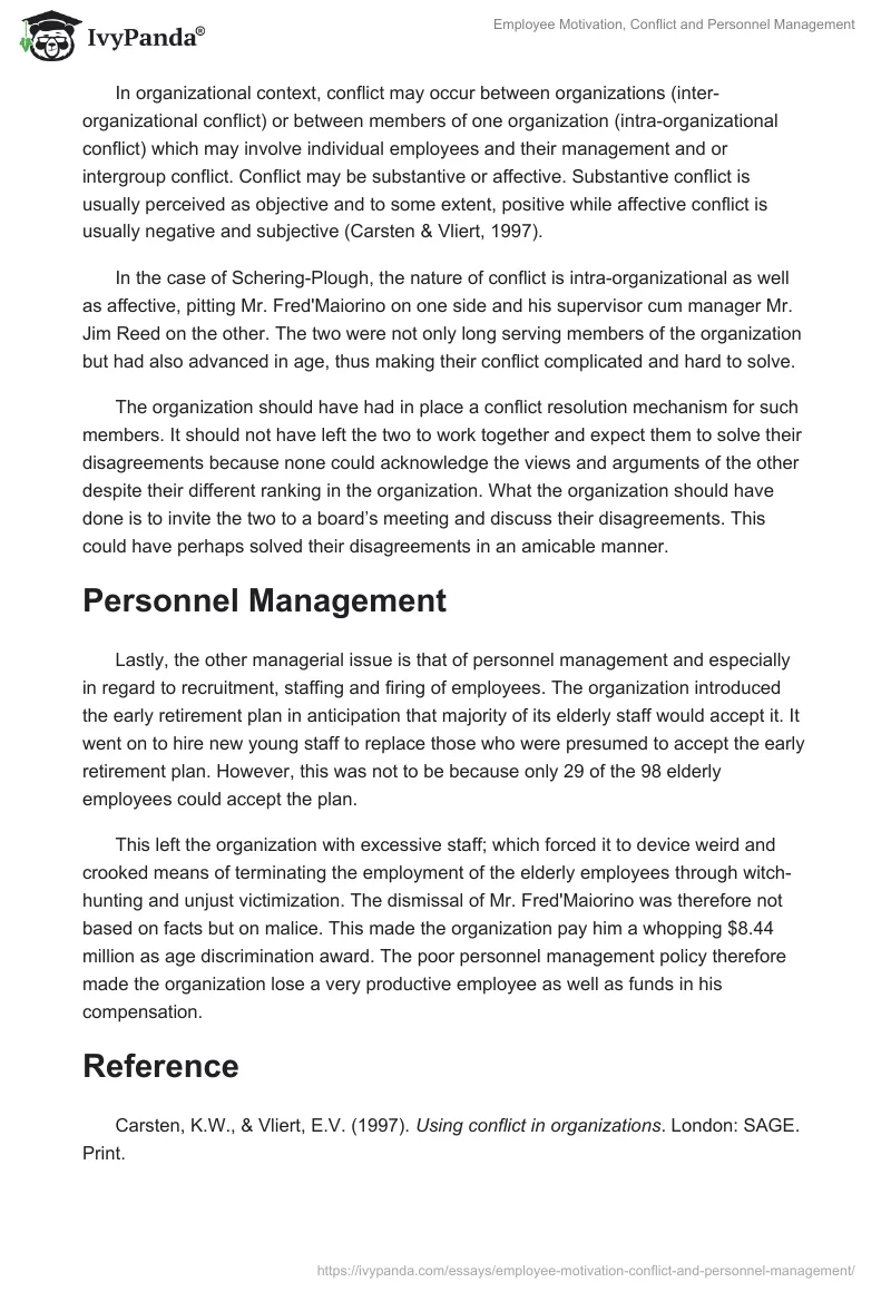 Employee Motivation, Conflict and Personnel Management. Page 2