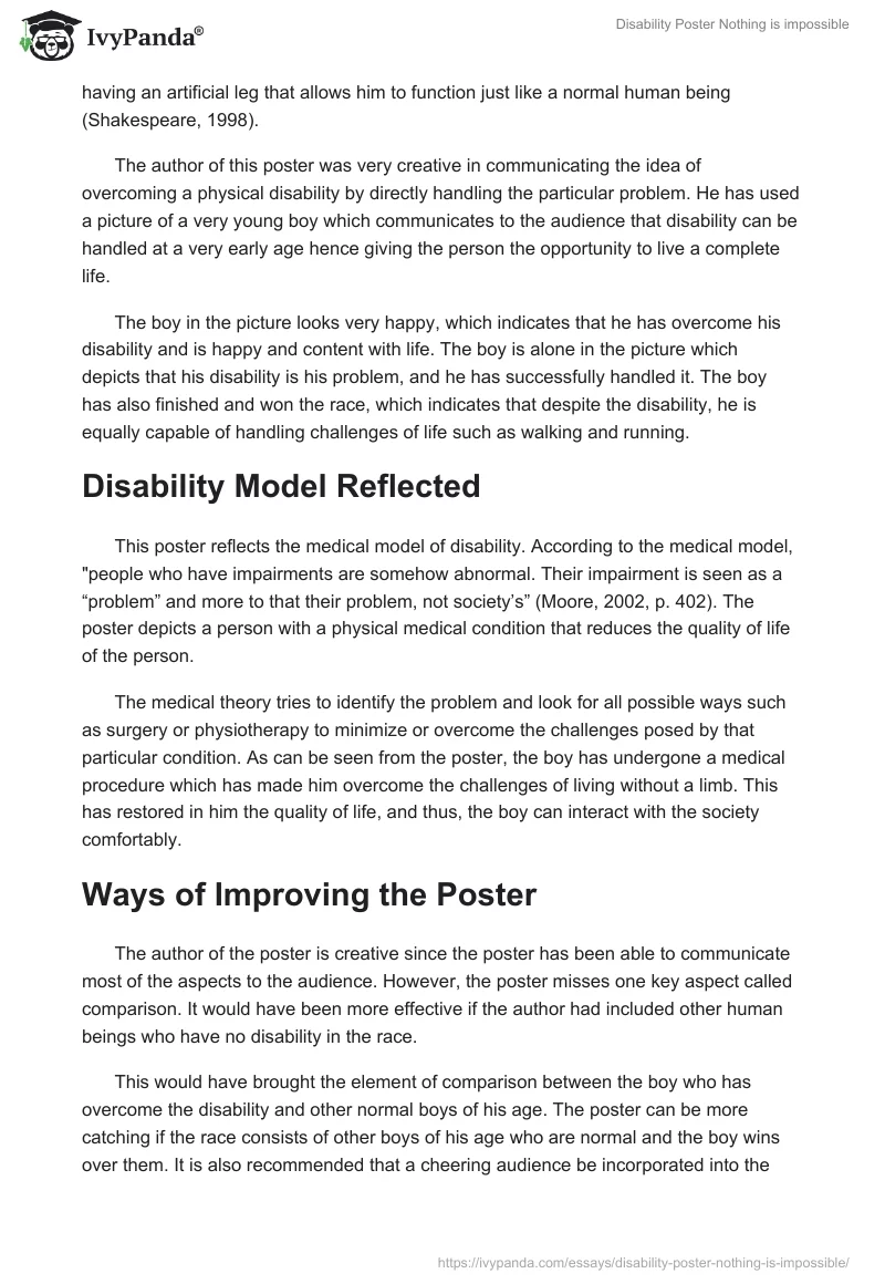 Disability Poster "Nothing is impossible". Page 2