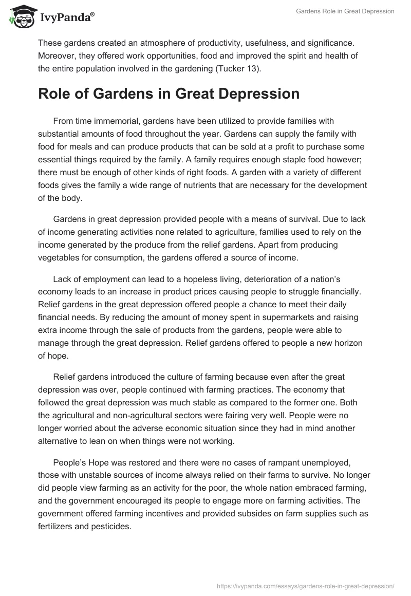 Gardens Role in Great Depression. Page 2