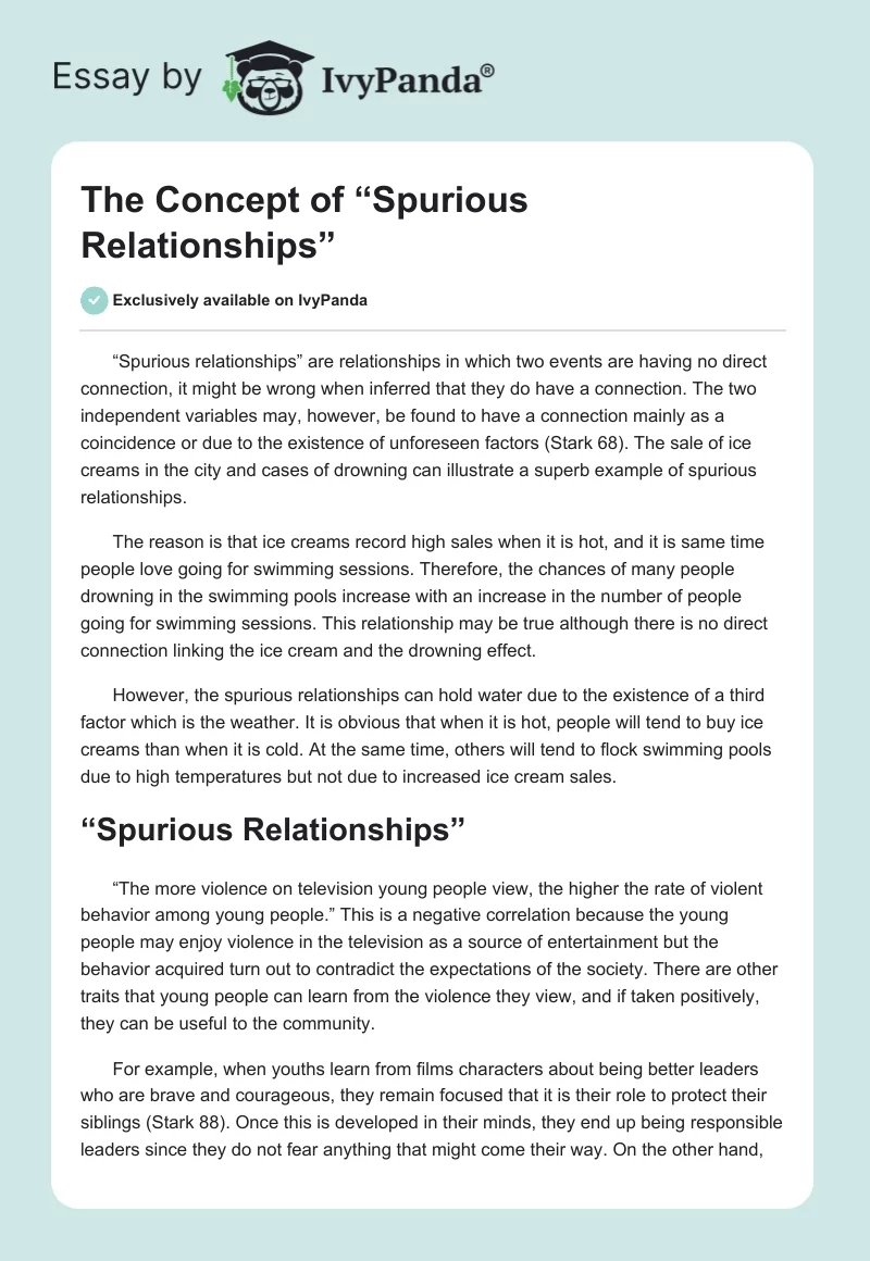 The Concept of “Spurious Relationships”. Page 1