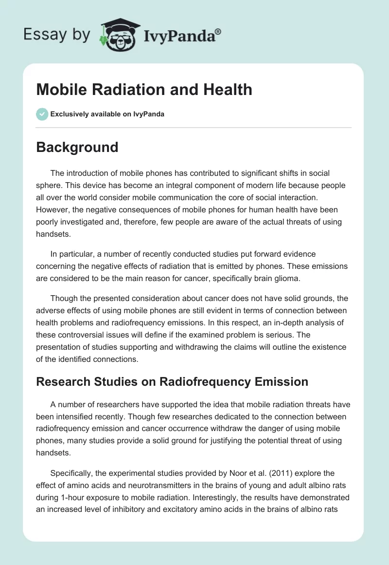 Mobile Radiation and Health. Page 1