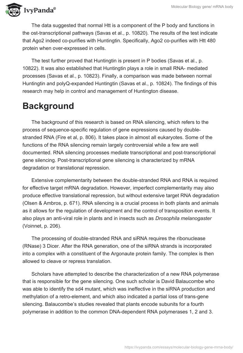 Molecular Biology gene/ mRNA body. Page 2