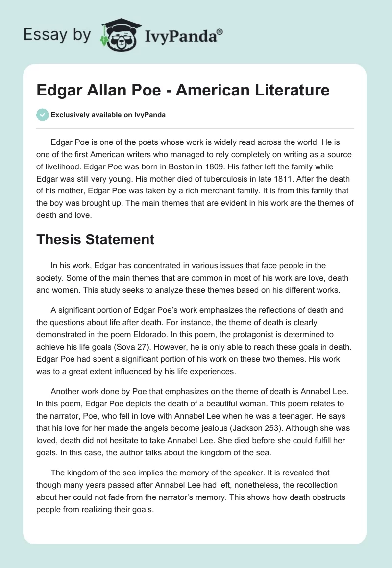 Edgar Allan Poe - American Literature. Page 1