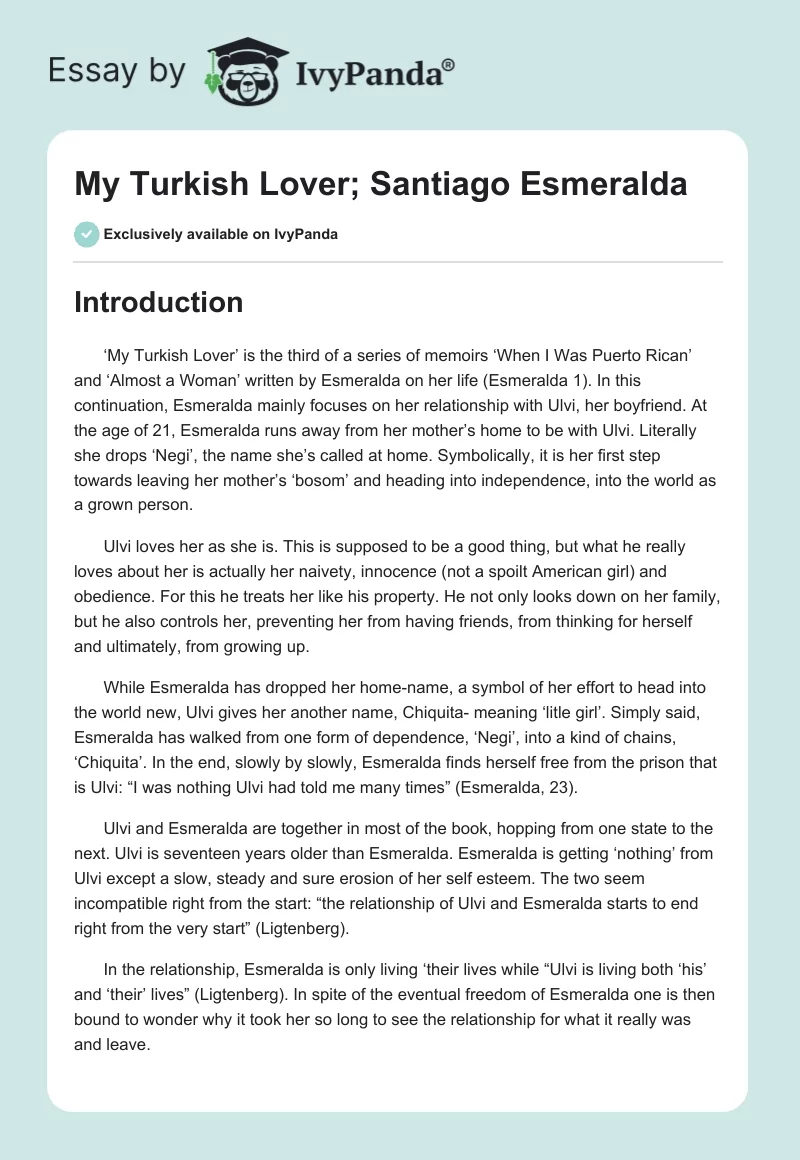 My Turkish Lover; Santiago Esmeralda. Page 1