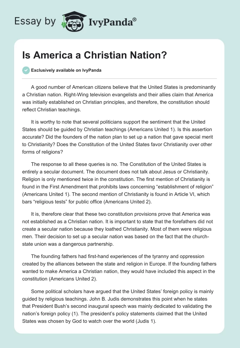 Is America a Christian Nation?. Page 1