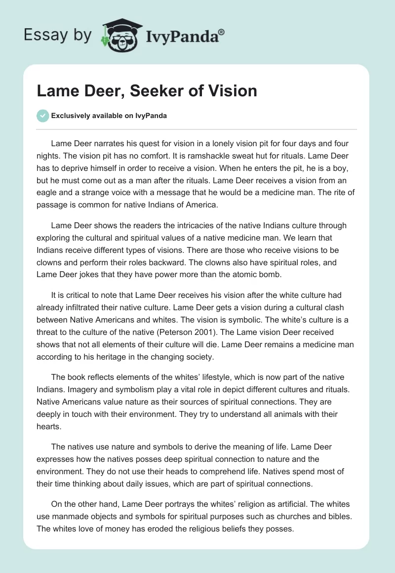 Lame Deer, Seeker of Vision. Page 1