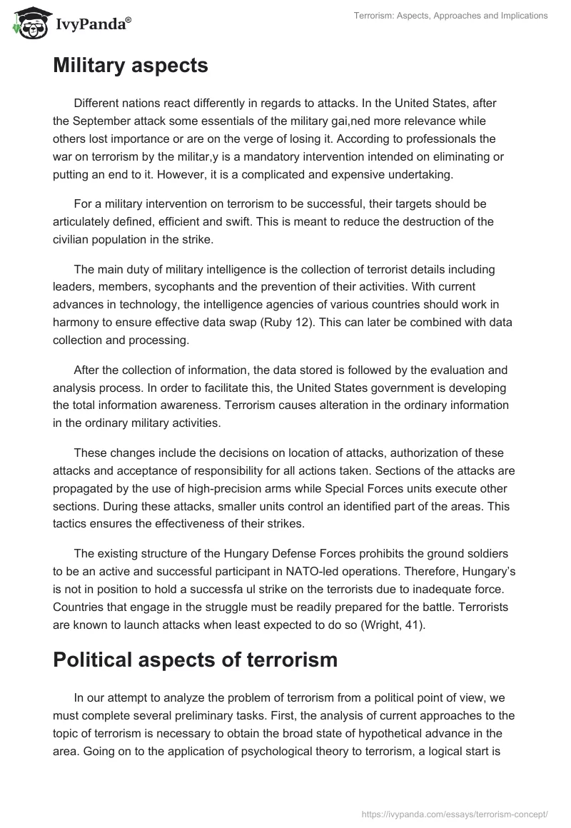 Terrorism: Aspects, Approaches and Implications. Page 2