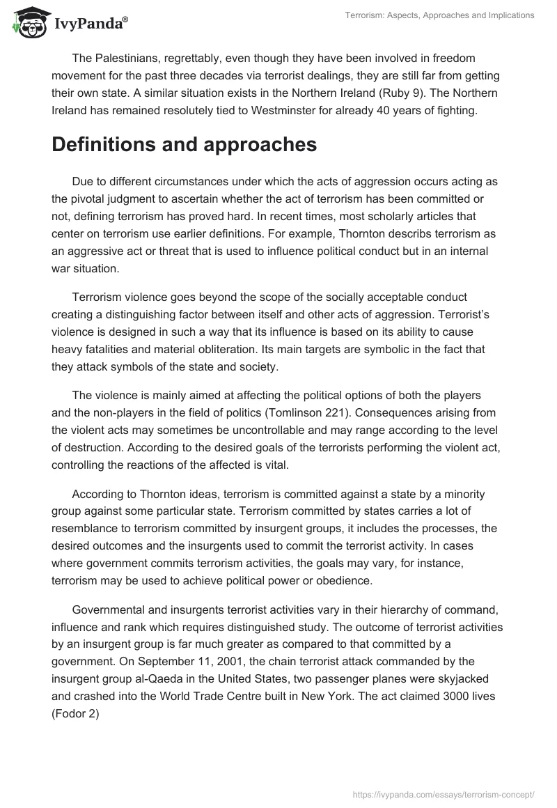 Terrorism: Aspects, Approaches and Implications. Page 5