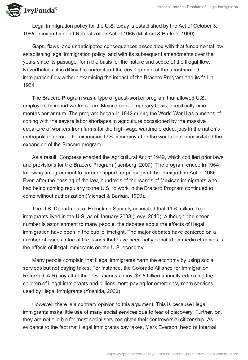 America and the Problem of Illegal Immigration. Page 2