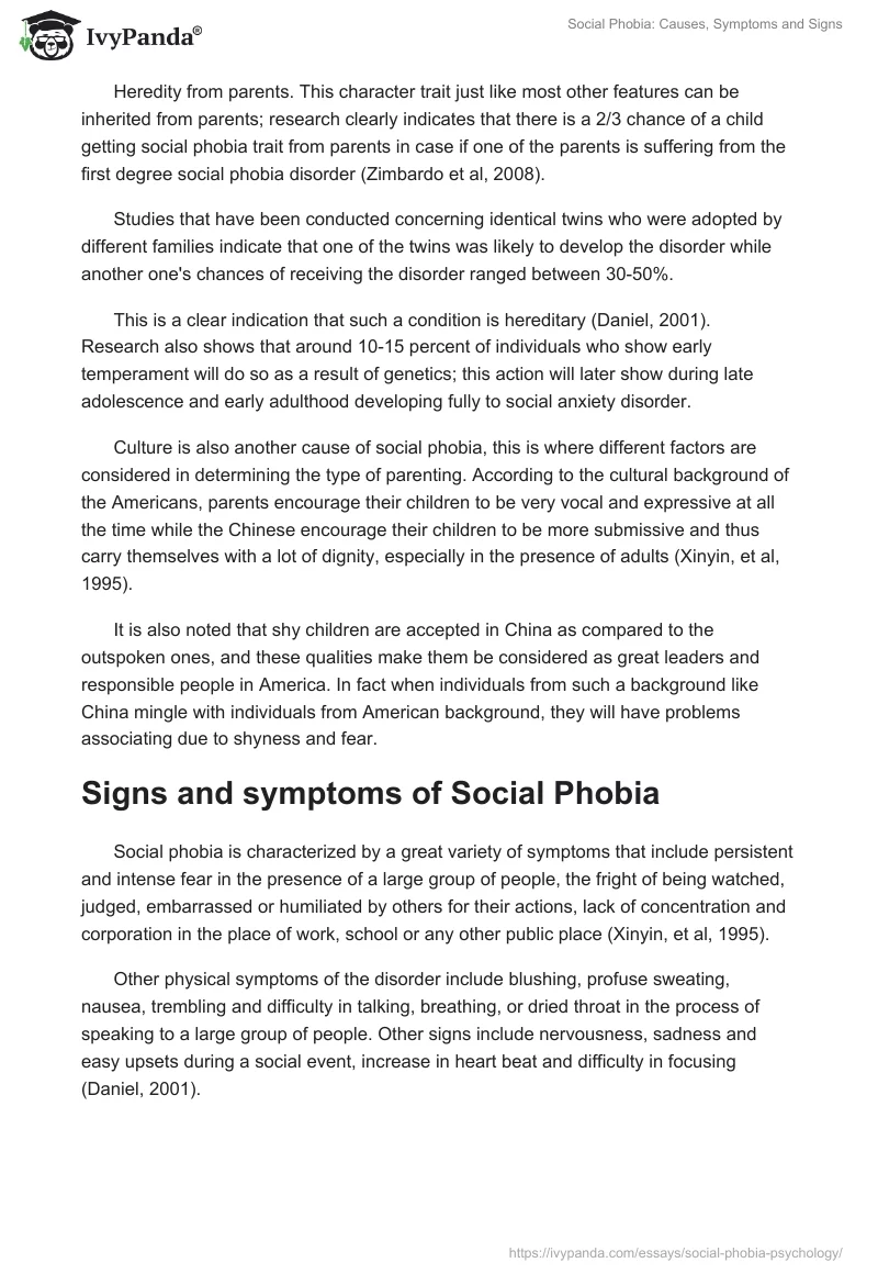 Social Phobia: Causes, Symptoms and Signs. Page 3