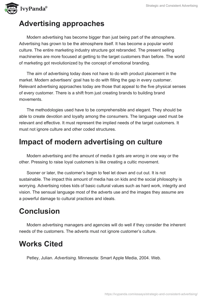 Strategic and Consistent Advertising. Page 2