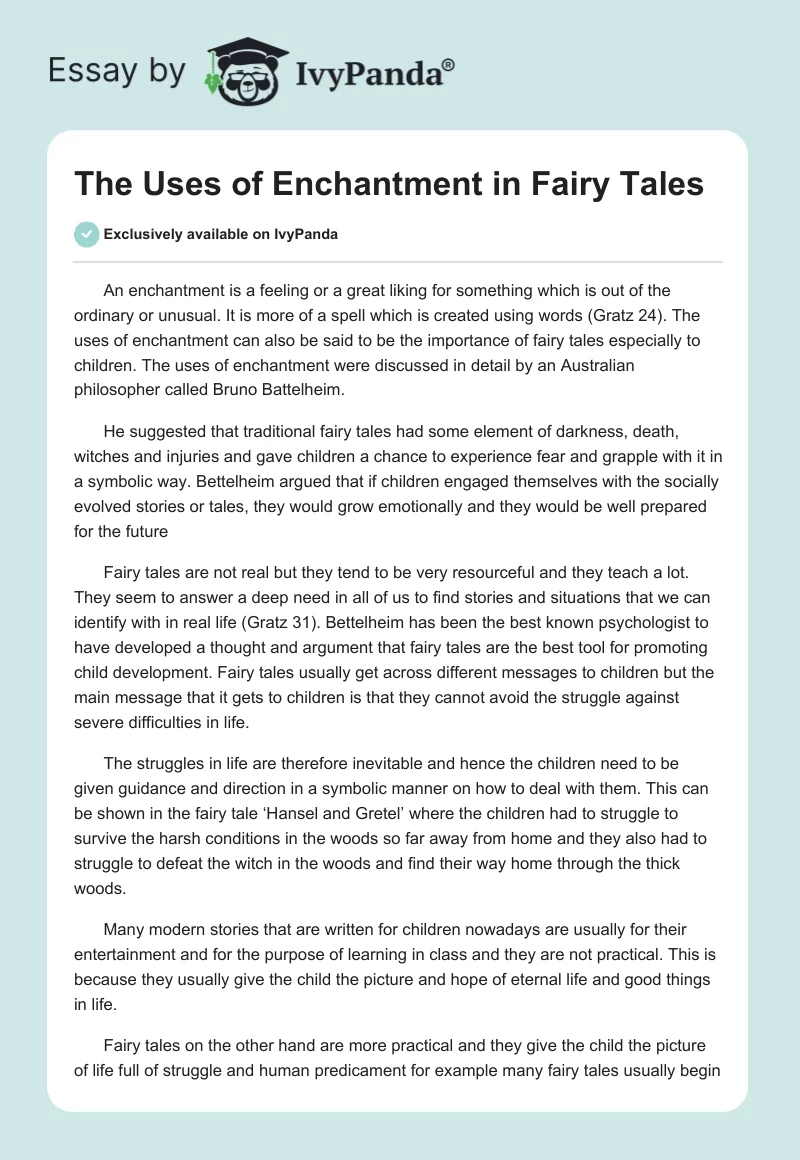 The Uses of Enchantment in Fairy Tales. Page 1