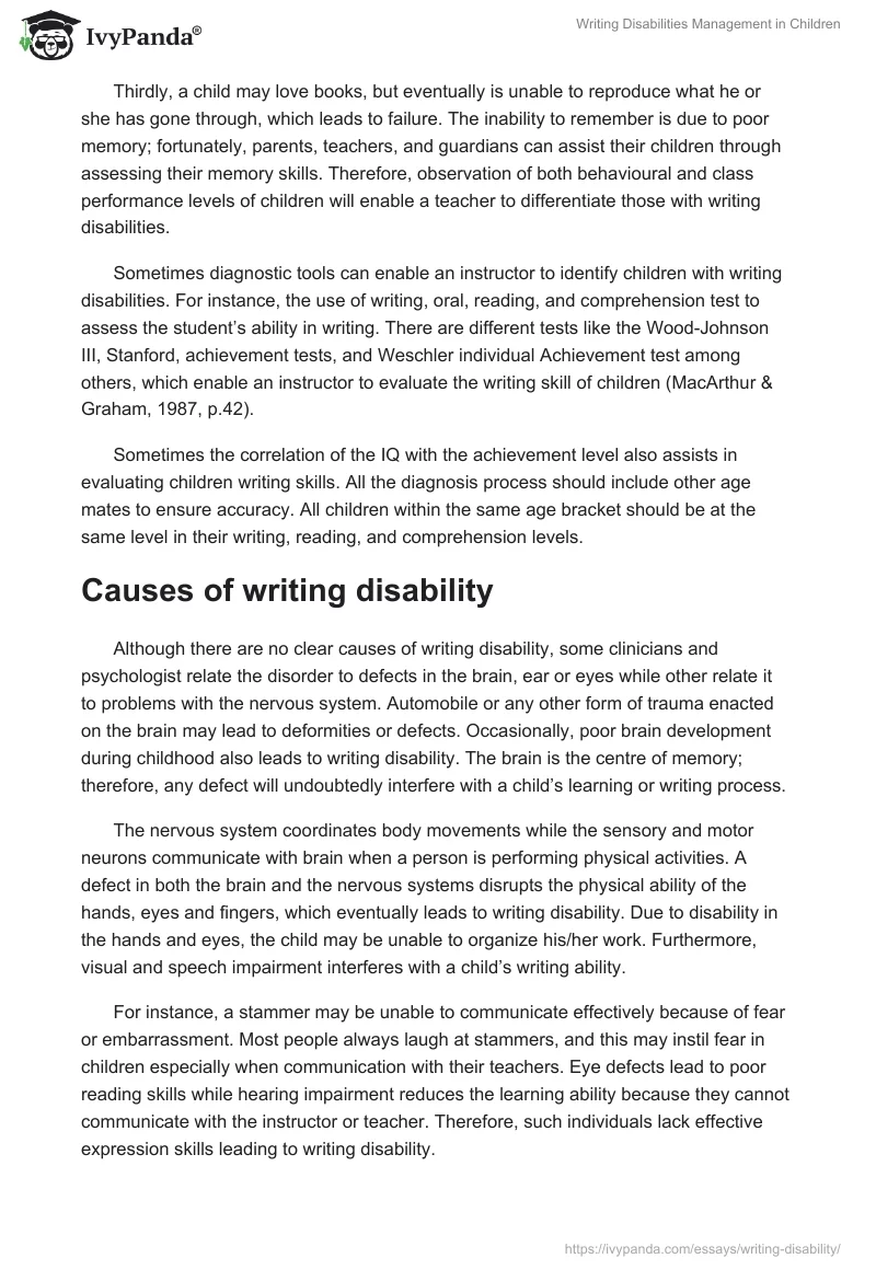 Writing Disabilities Management in Children. Page 3