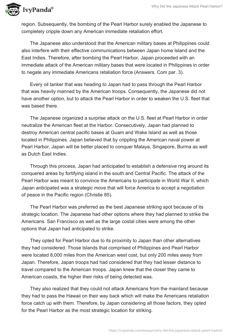Why Did the Japanese Attack Pearl Harbor?. Page 2