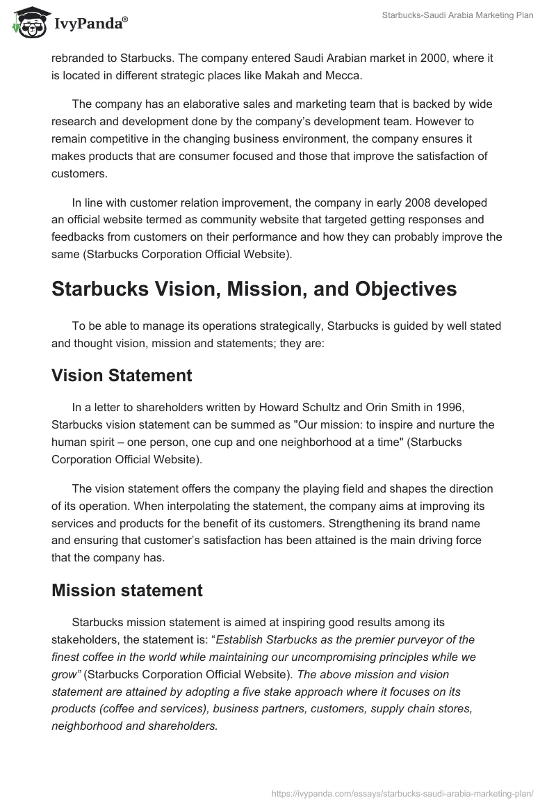 Starbucks-Saudi Arabia Marketing Plan. Page 2