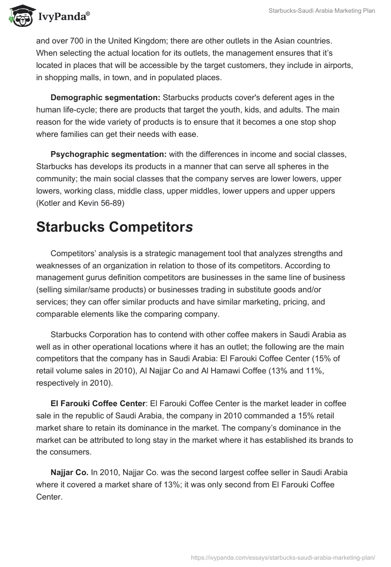Starbucks-Saudi Arabia Marketing Plan. Page 5
