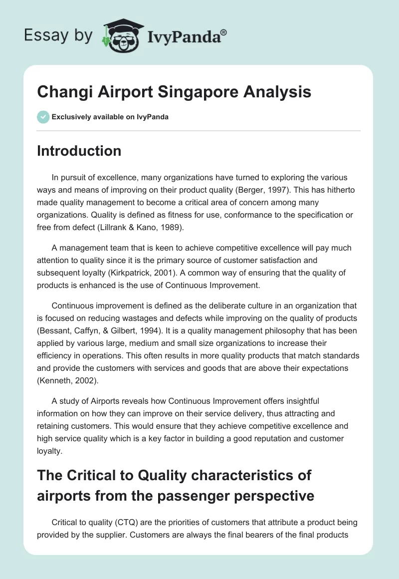Changi Airport Singapore Analysis. Page 1