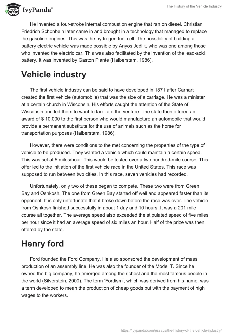 The History of the Vehicle Industry. Page 2