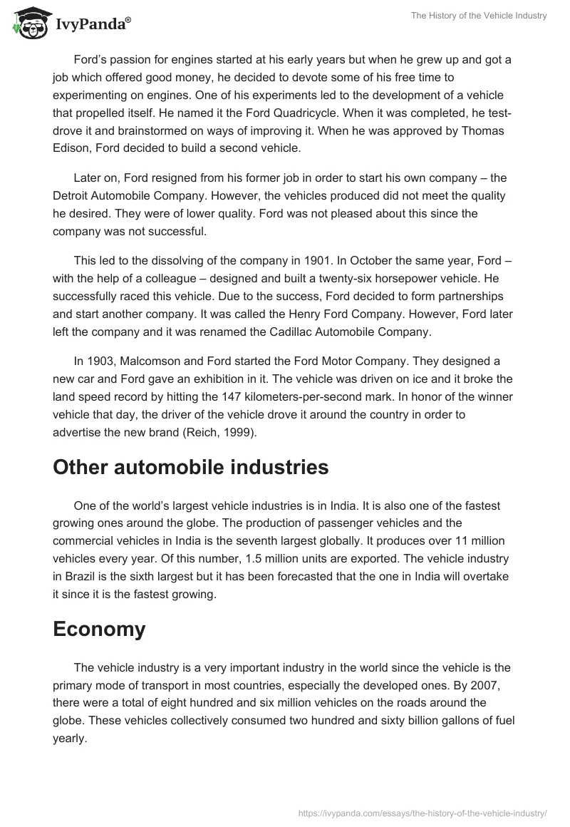 The History of the Vehicle Industry. Page 3