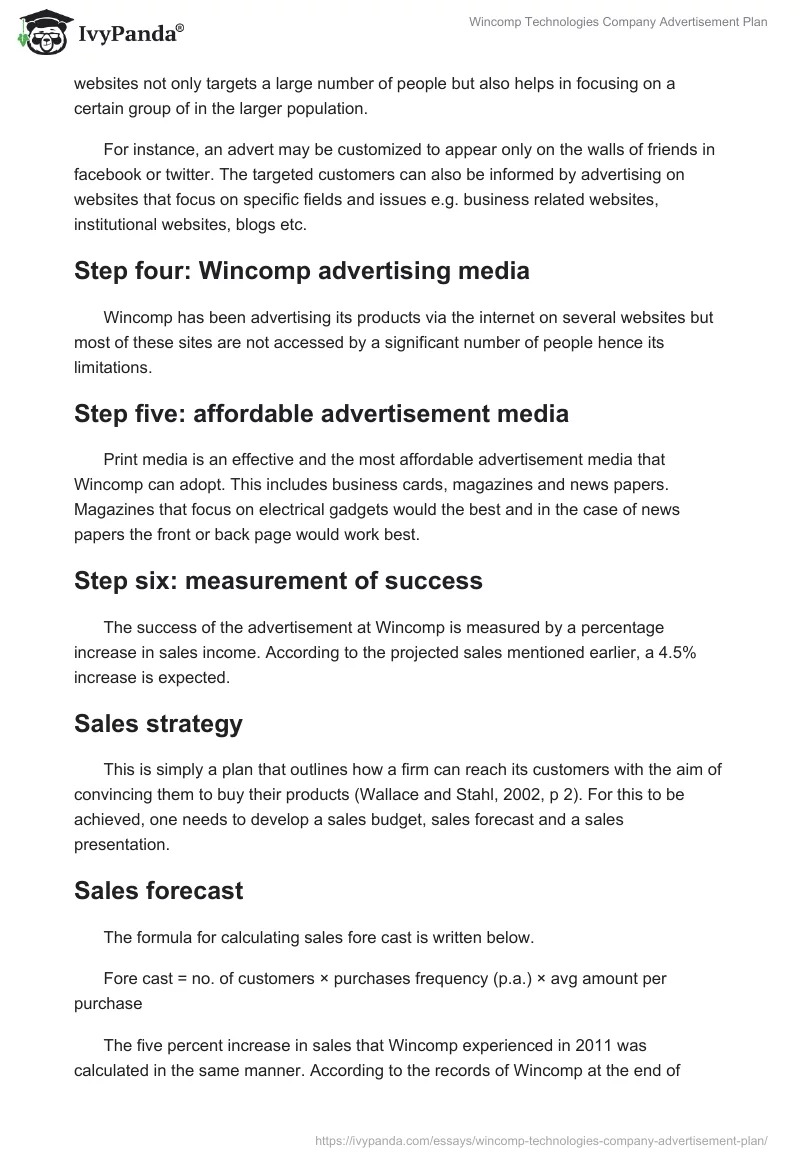 Wincomp Technologies Company Advertisement Plan. Page 4