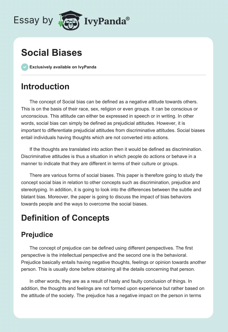 Social Biases. Page 1