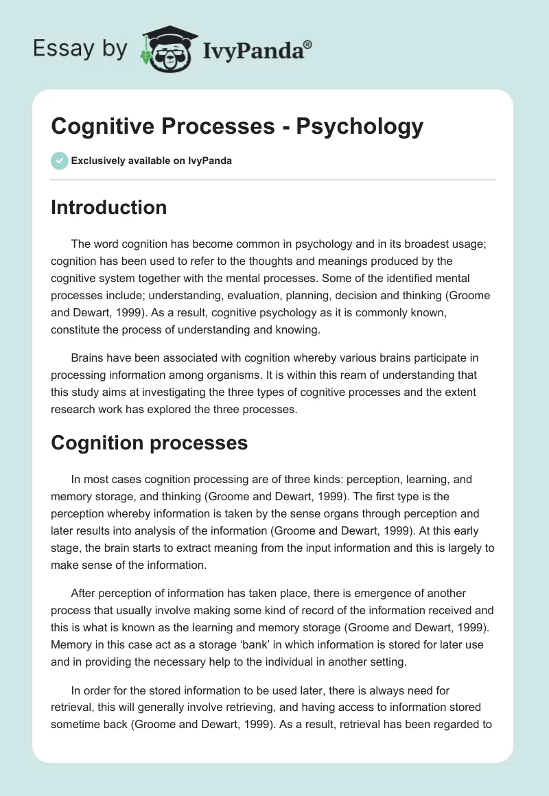 Cognitive Processes - Psychology. Page 1