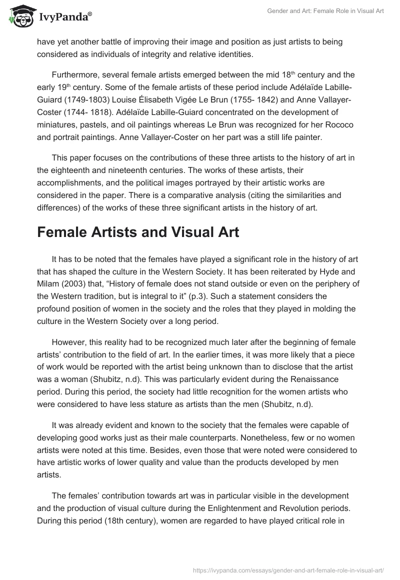 Gender and Art: Female Role in Visual Art. Page 2