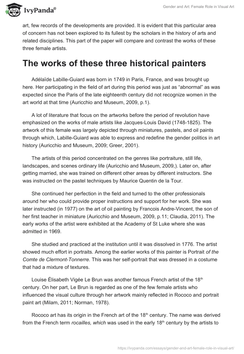 Gender and Art: Female Role in Visual Art. Page 4