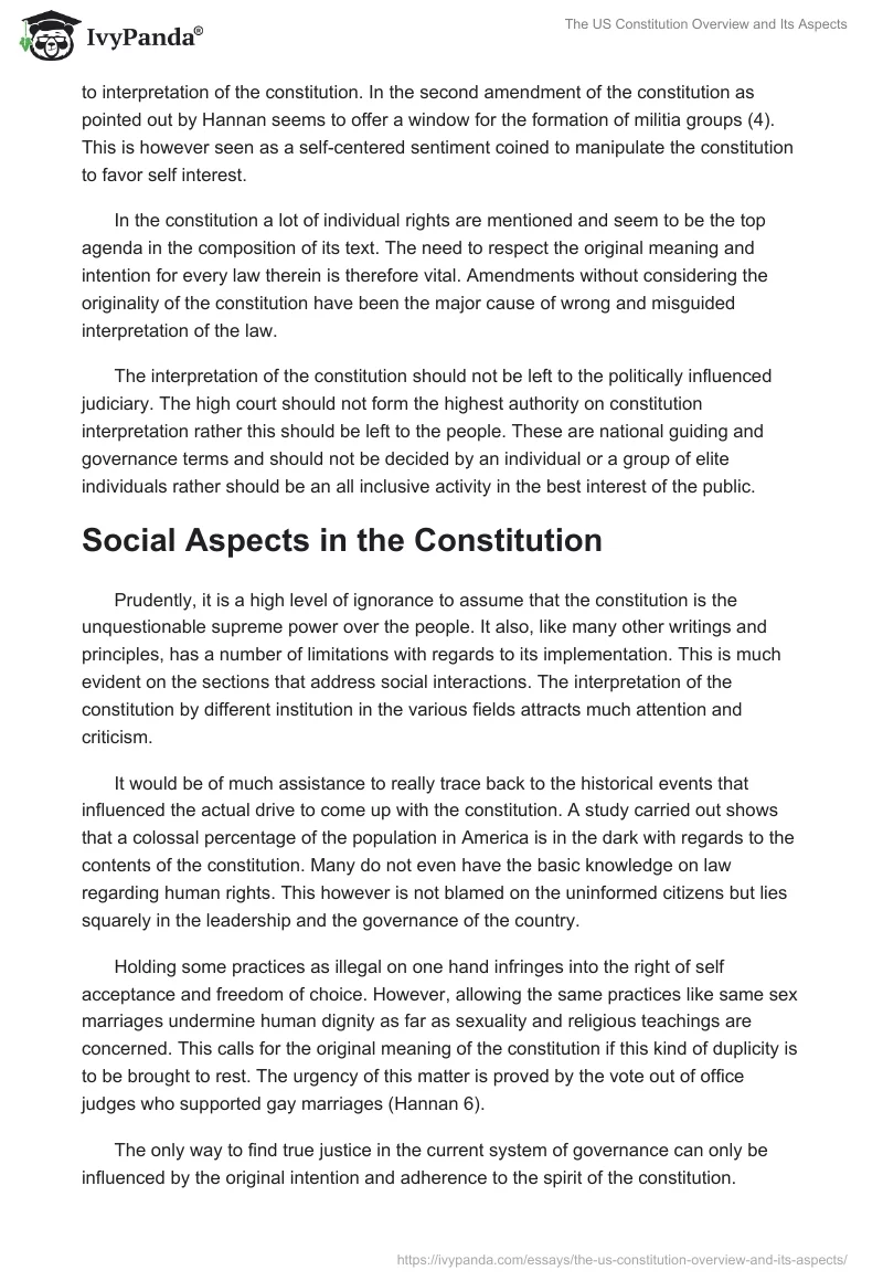 The US Constitution Overview and Its Aspects. Page 2