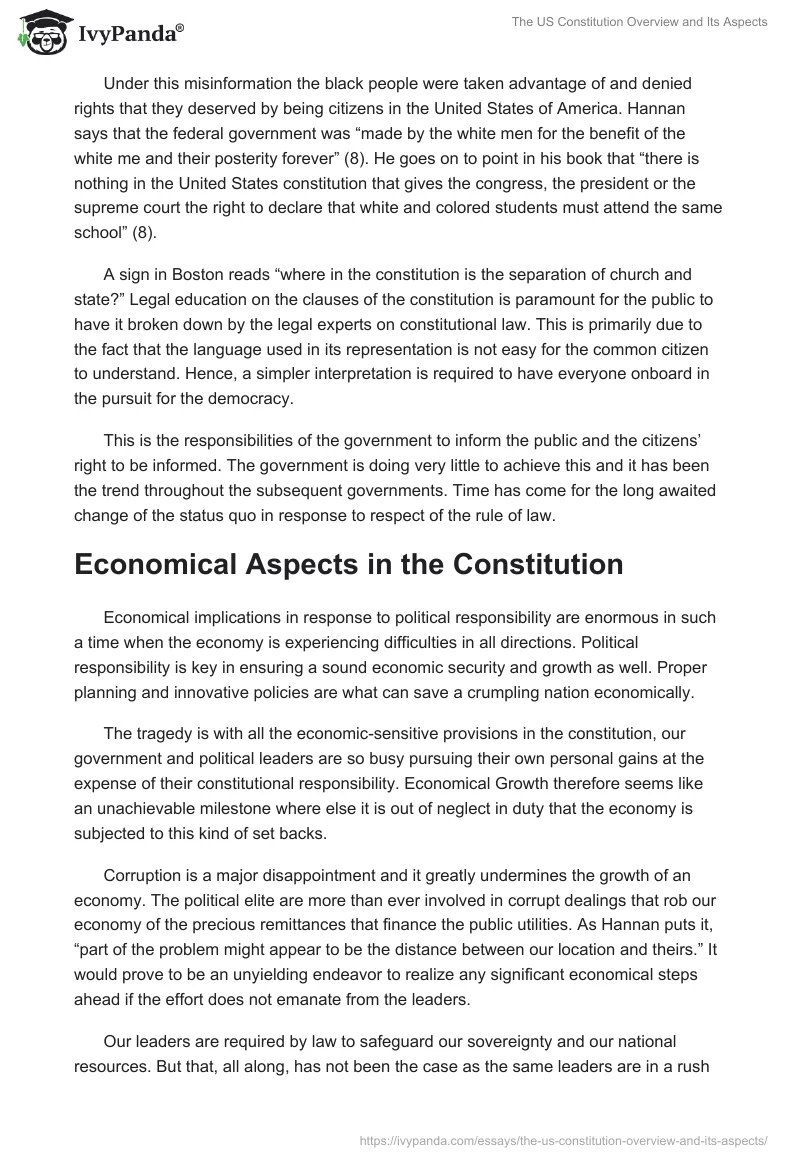 The US Constitution Overview and Its Aspects. Page 4