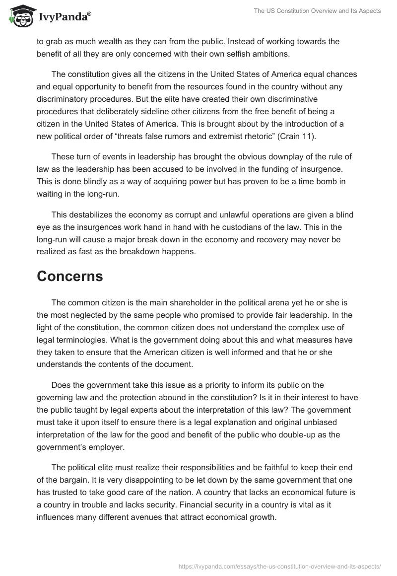 The US Constitution Overview and Its Aspects. Page 5