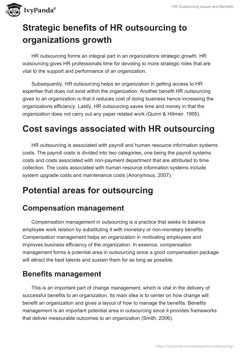 HR Outsourcing Issues and Benefits. Page 3
