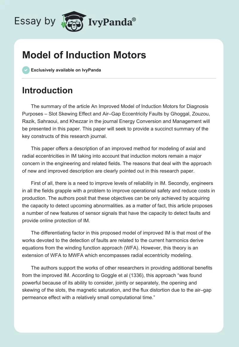 Model of Induction Motors. Page 1