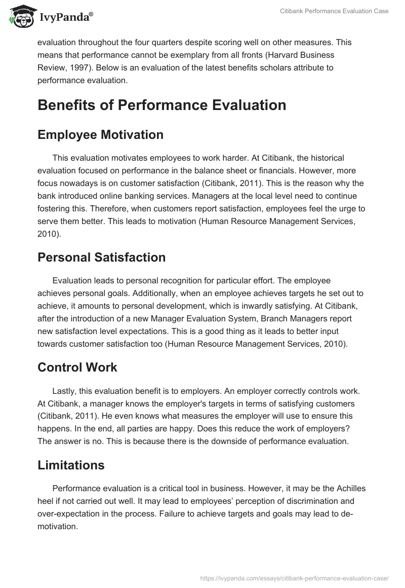 Citibank Performance Evaluation. Page 2