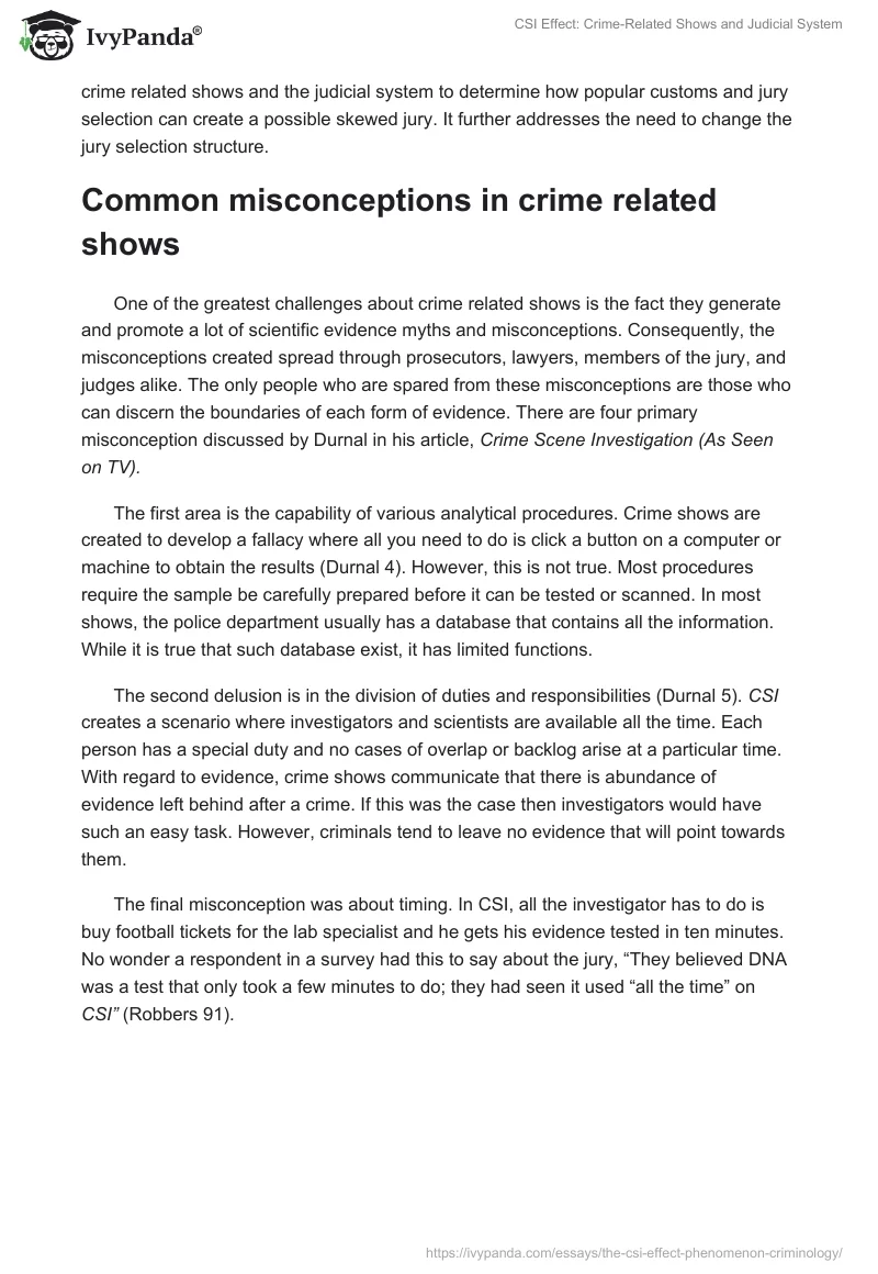 CSI Effect: Crime-Related Shows and Judicial System. Page 2
