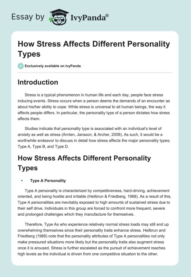 How Stress Affects Different Personality Types. Page 1