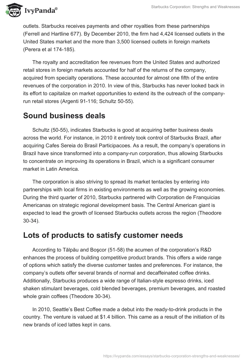 Starbucks Corporation: Strengths and Weaknesses. Page 2