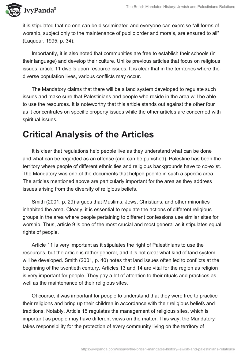 The British Mandates History: Jewish and Palestinians Relations. Page 2