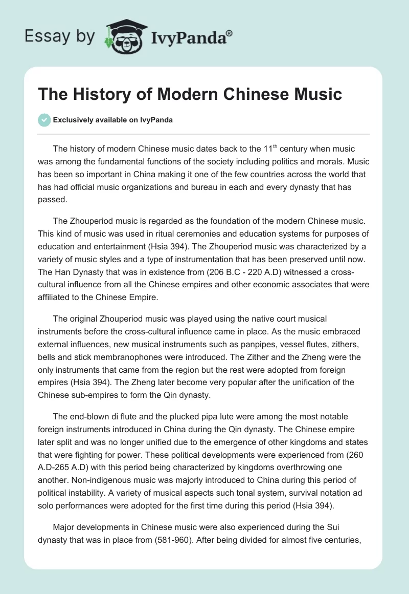 The History of Modern Chinese Music. Page 1