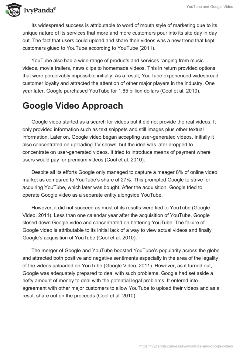 YouTube and Google Video. Page 2