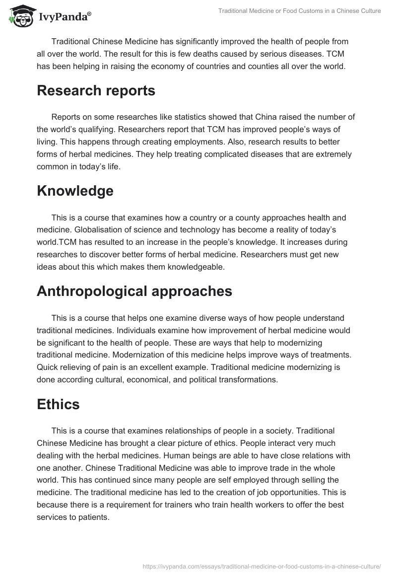 Traditional Medicine or Food Customs in a Chinese Culture. Page 2