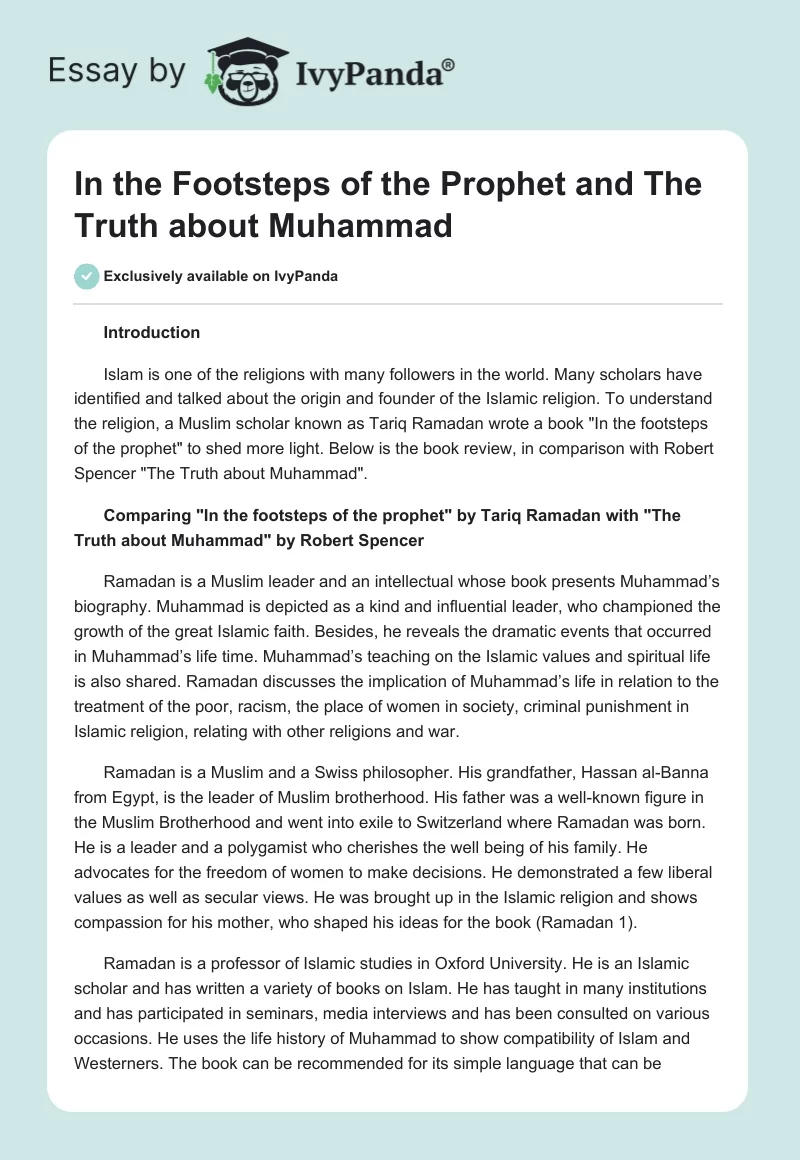 "In the Footsteps of the Prophet" and "The Truth about Muhammad". Page 1