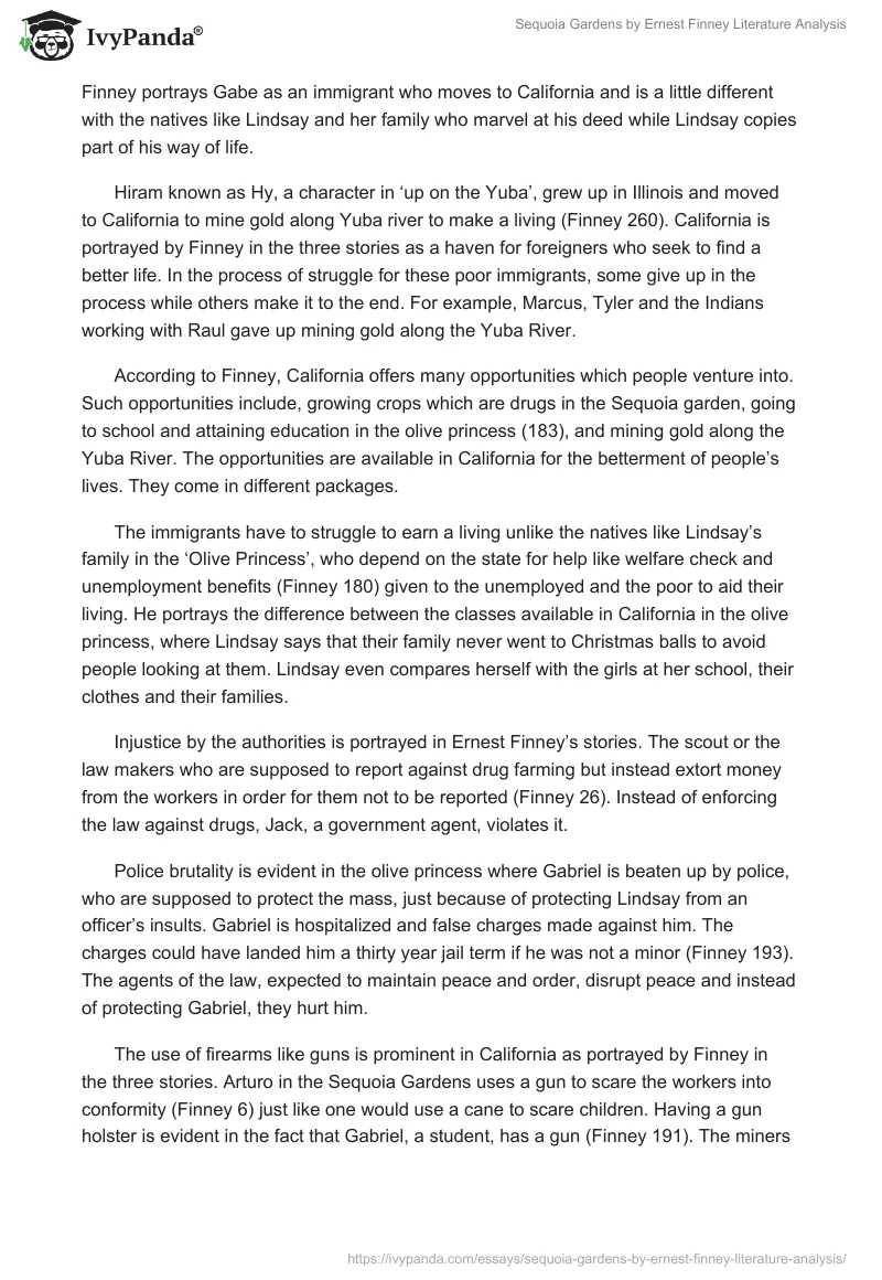 "Sequoia Gardens" by Ernest Finney Literature Analysis. Page 2