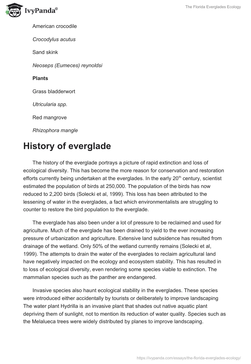 The Florida Everglades Ecology. Page 3