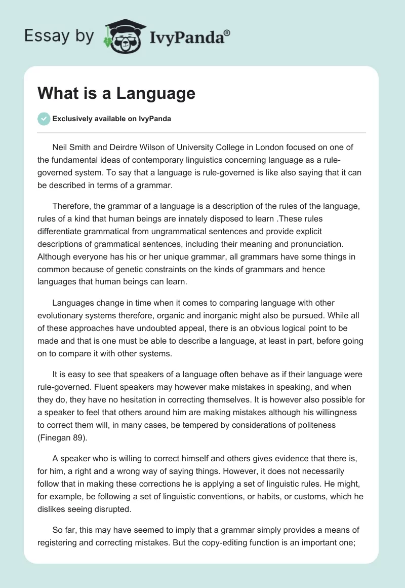 What is a Language. Page 1