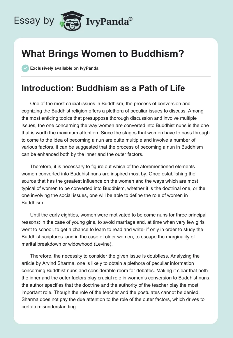 What Brings Women to Buddhism?. Page 1