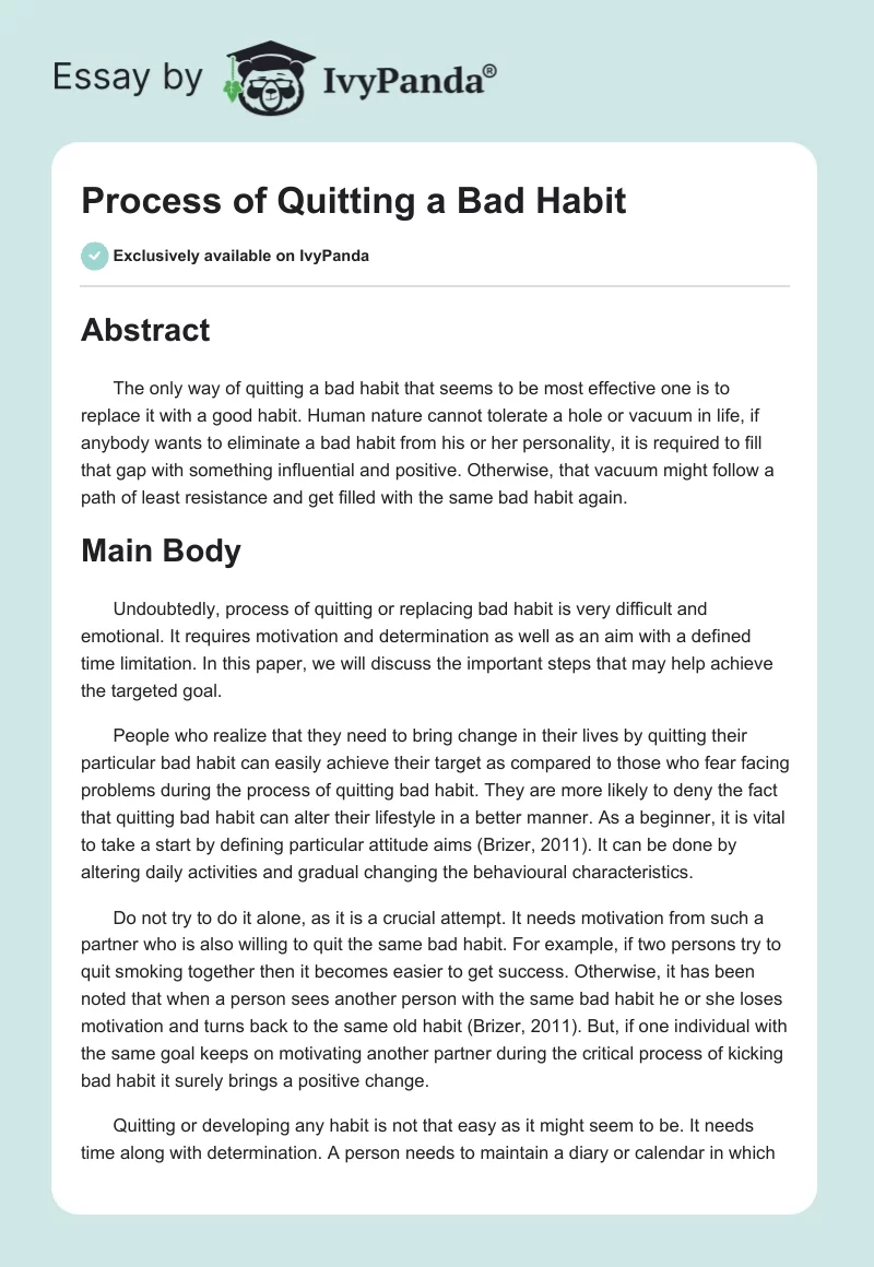 Process of Quitting a Bad Habit. Page 1
