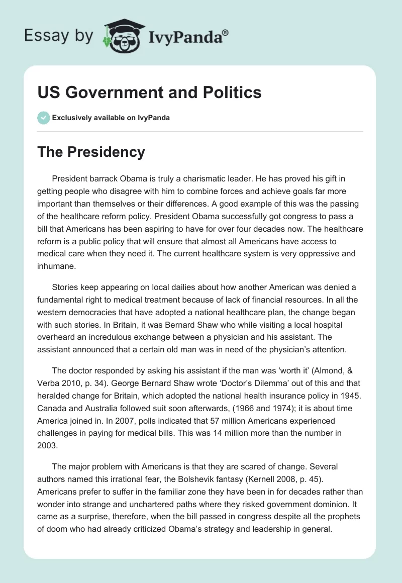 US Government and Politics. Page 1