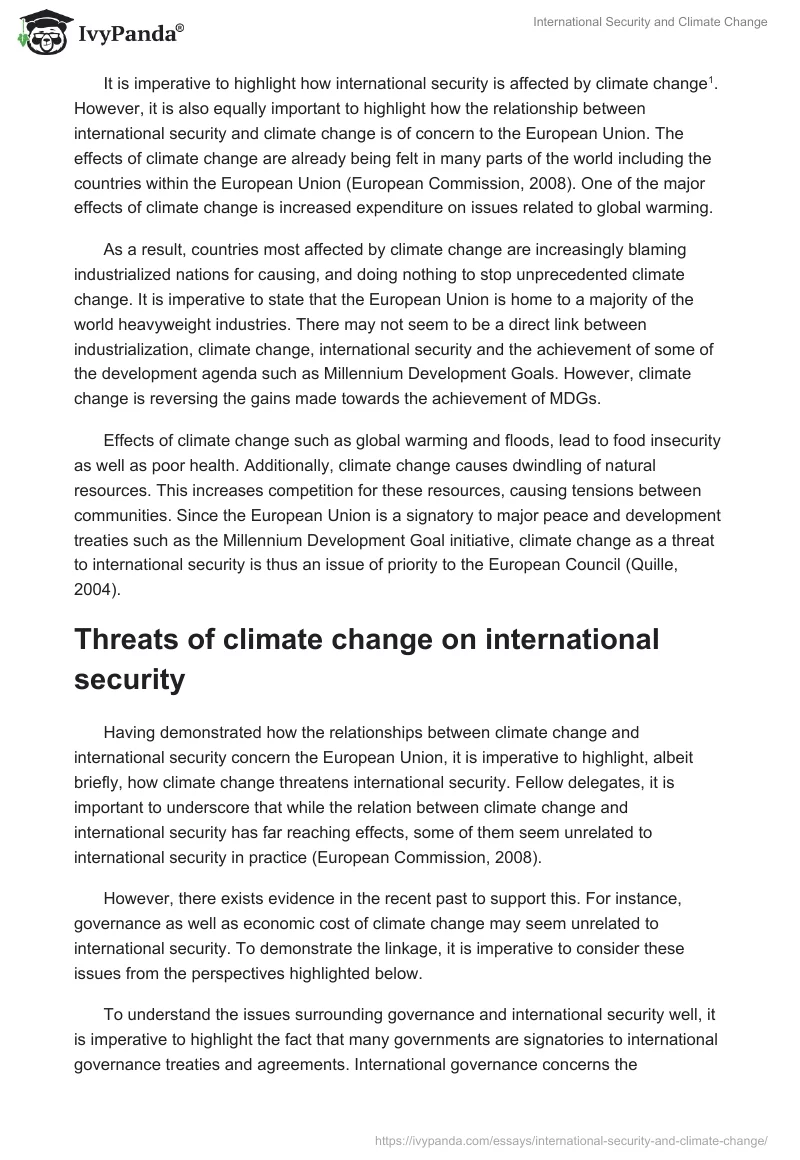 International Security and Climate Change. Page 2