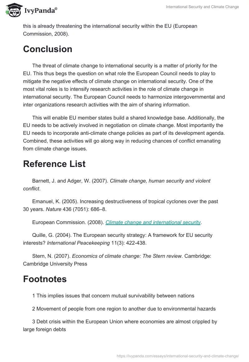International Security and Climate Change. Page 5